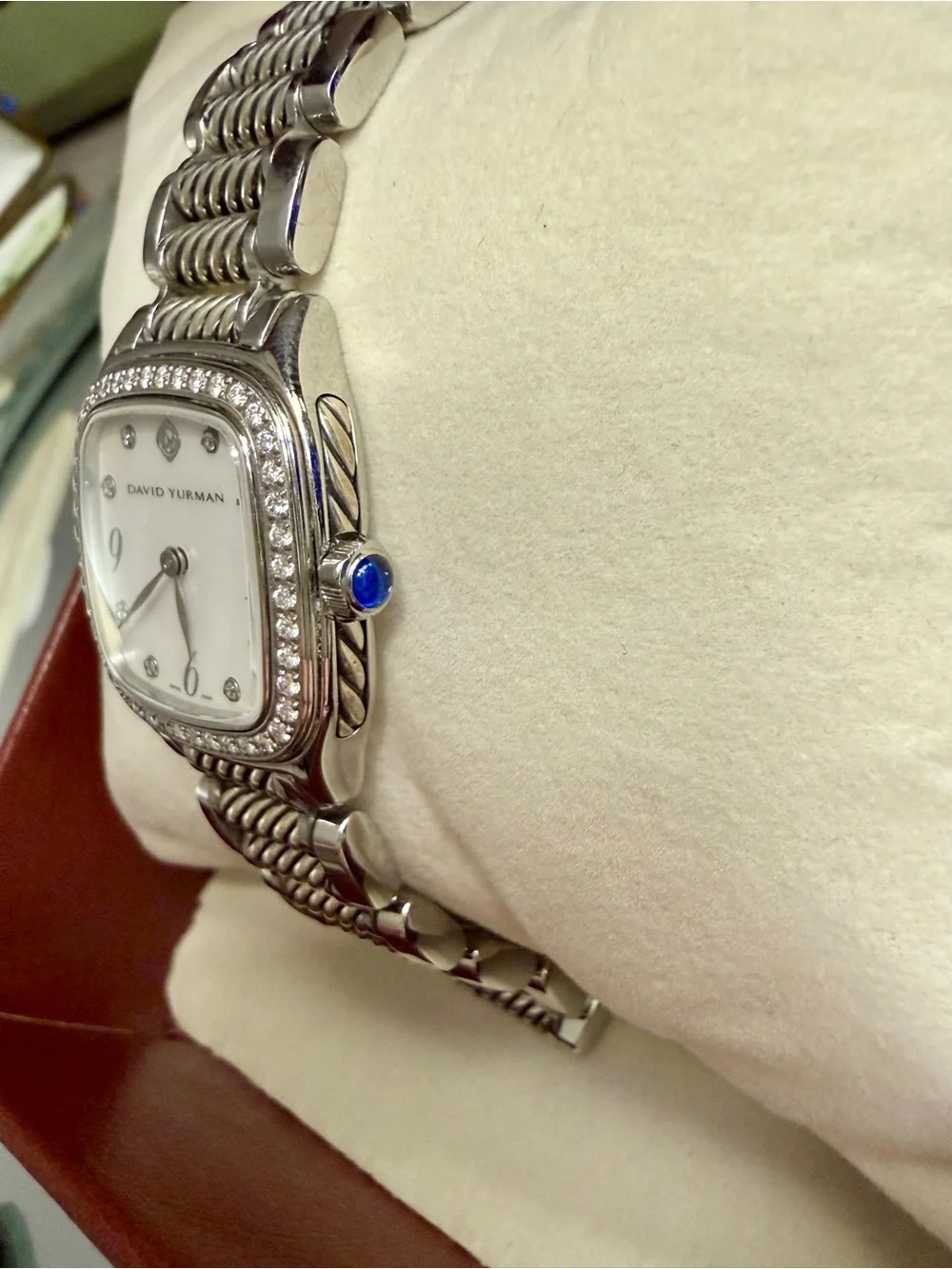 David Yurman Women's Diamond Bezel Watch Silver Cable Link